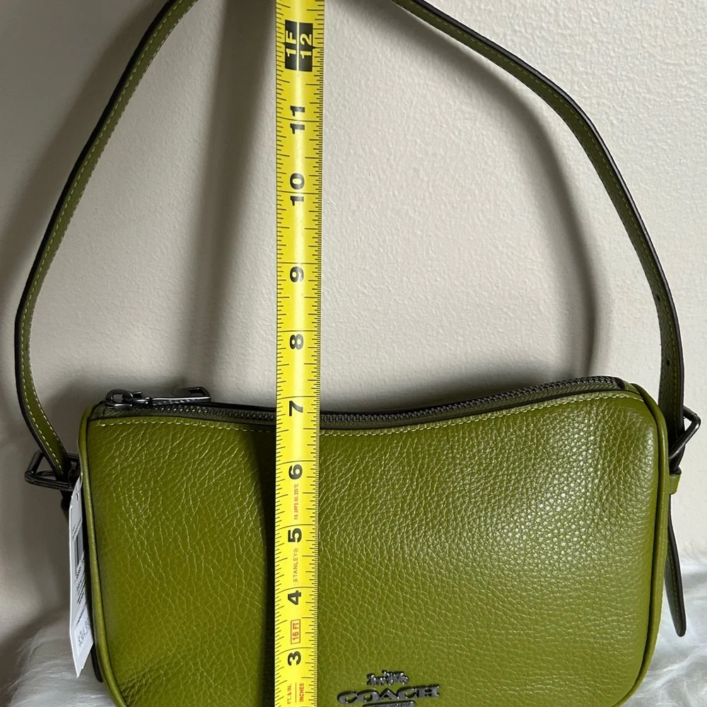 Coach bright Olive Green Pebbled Leather Shoulder Bag